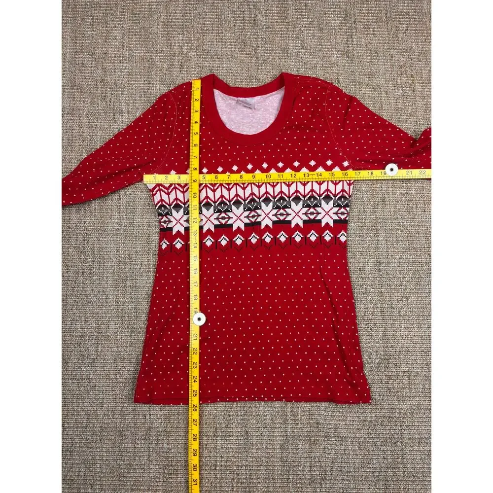 🎄 Hanna Andersson Womens Heritage Fair Isle Organic Cotton Pajama Set | M | Red